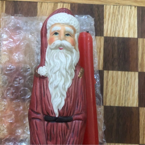 Hand Painted set of 2qty -8” Ceramic Santa Candle holders - lovely little detail - Picture 9 of 16